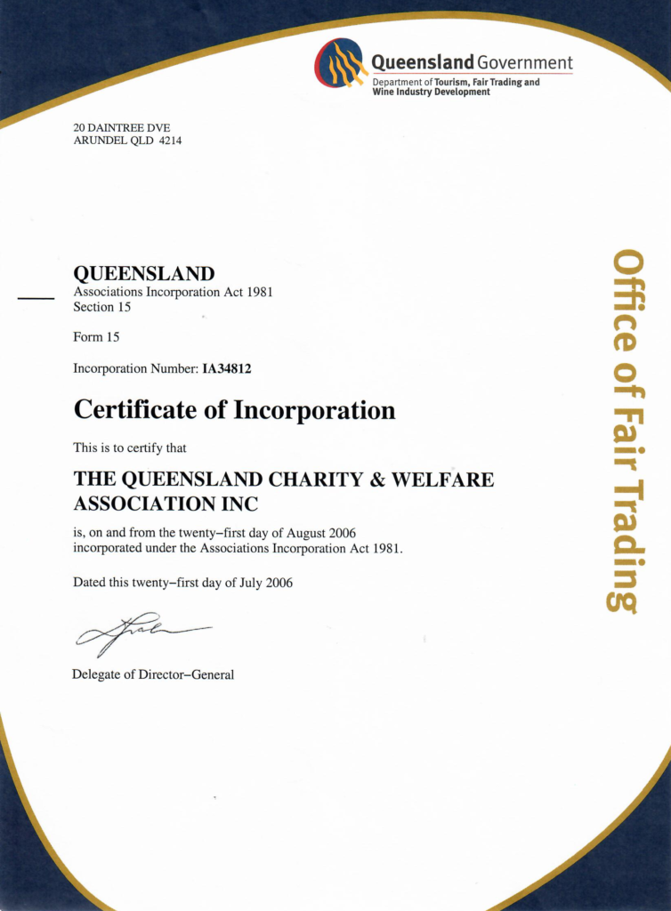 TAQWA Certification of Incorporation
